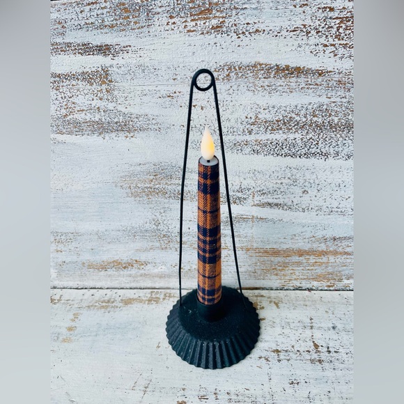 *Fall Plaid Realistic Flame LED Timer Taper - Picture 9 of 11